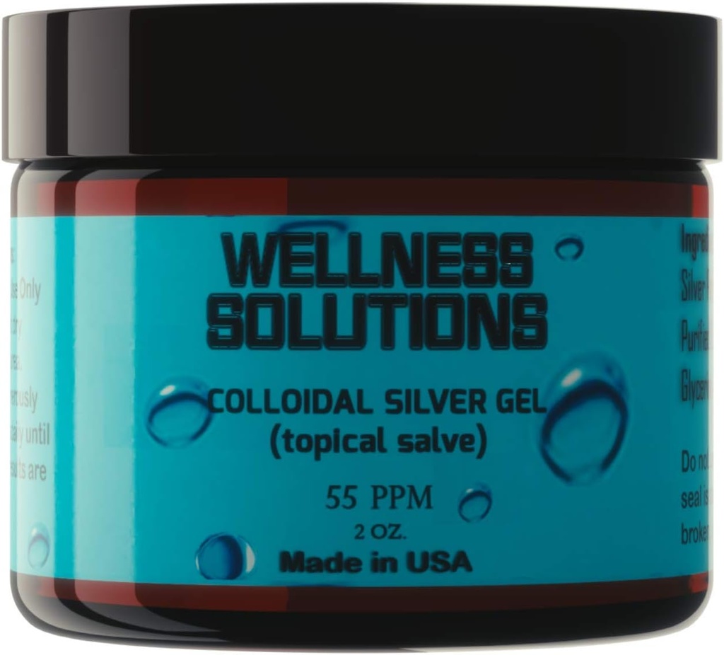 Colloidal Silver Gel - Wellness Solutions - Topical Gel - Vegan & Gluten Gratis - 2 oz..-L8