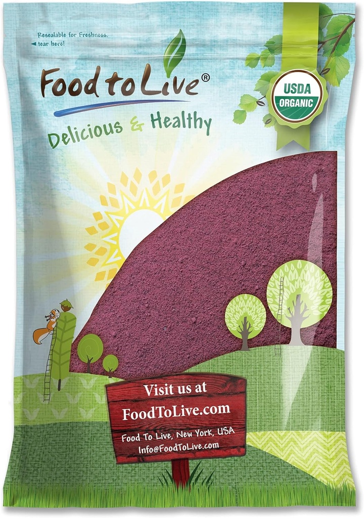 Alimentos para Vivir Orgánica Polvo de Jugos Negros, 8 Libras – No-GMO, Hecho de bayas secas crudas, sin amueblar, Vegan, Bulk, Grande para Baking, Smoothies, Yogurts, No Sulphites, Contiene Maltodextrin