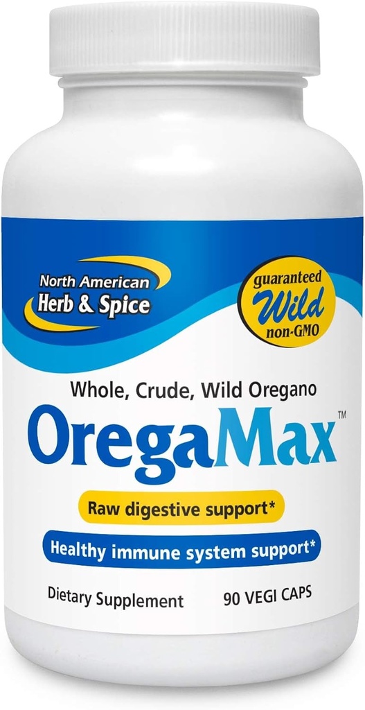 NORTH AMERICAN HERB &amp; SPICE OregaMax - 90 Vegi Caps - Pack of 3 - Healthy Digestive & Immune Support - Oreganol P73 Oregano Oil Supplement with Ajo &amp; Onion - Non-GMO - 270 Total Servings