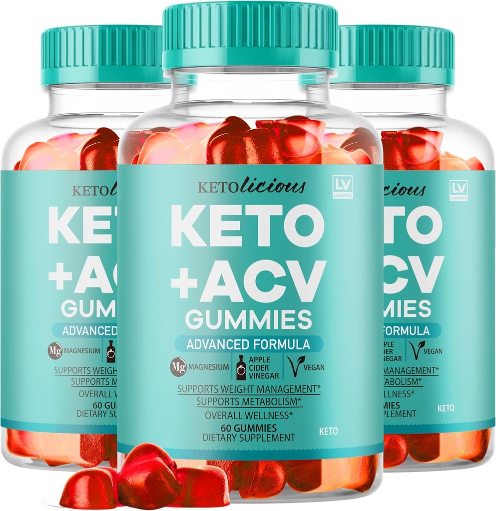 (3 Pack) Ketolicious Keto ACV Gummies, Ketolicious Gummys Advanced Formula 1050MG, All Natural Premium Plus Apple Cider Vinegar Gummy Maximum Strength Gomitas Reseñas, 180 Gummies para 3 meses