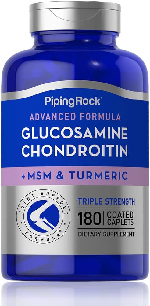 Piping Rock Glucosamine Chondroitin MSM Turmeric  180 Caplets ← Triple Strength 