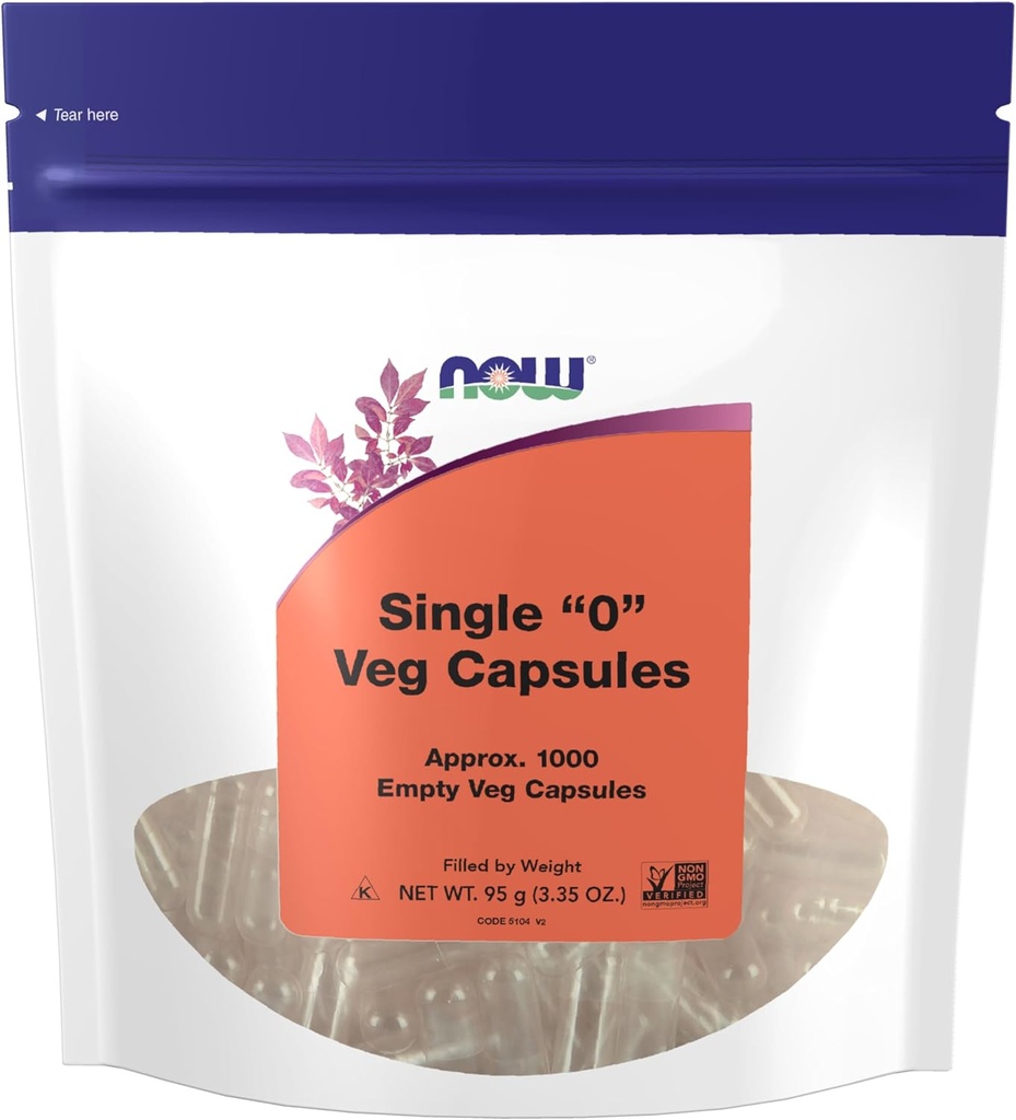 AHORA Suplementos, Empty Vegetarian Capsules, Single "0", Filled by Weight, Non-GMO Project Verified, 1,000 Veg Capsules
