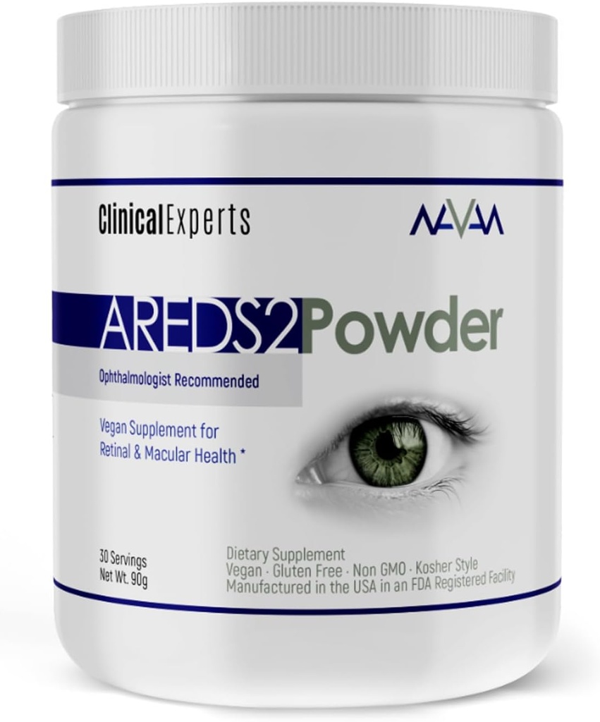 Navan AREDS 2 Polvo para aquellos que no pueden Consumir Tabletas o Softgels - Vitaminas Ojo &amp; Minerales - Lens Clarity & Retina Salud por Expertos Clínicas, Lutein, Zeaxanthin & Zinc Kosher Style, 30 Serviciones
