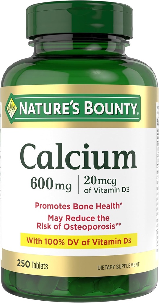 Carbonato de calcio de la naturaleza " Vitamina D " , apoya la salud inmunitaria " , 600 mg de calcio " 800IU Vitamina D3, 250 Tabletas