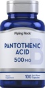 Piping Rock Pantothenic Acid 500mg  100 Capsules  durable as Calcium d-Pantothenate ← Non-GMO, Gluten Free Supplement