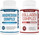 Complejo de Magnesio Premium Puramente Optimal - Citrato de Magnesio, Malate, Relajación muscular - 120 caps + Péptidos Multi Collagen Puramente Optimal Premium (Tipos I, II, III, V, X)