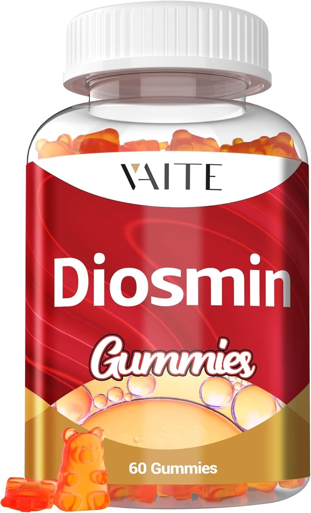 VAITE Diosmin 1000mg - Suplementos de soporte para Veinas de Varicose - Suplemento de salud Legislativo Fórmula Optimizador Venoso, Citrus Bioflavonoids, Ayuda a Circulación para Legislaciones, Chews Gummy, 60 Gummies Vegan