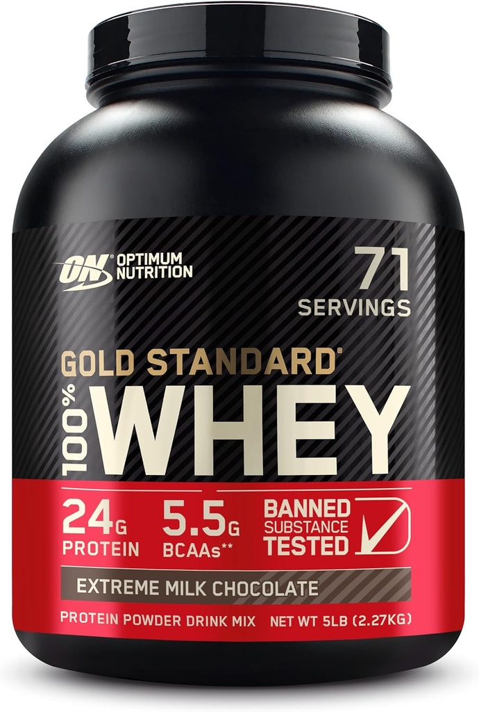 Optimum Nutrition Gold Standard 100% Whey Protein Powder, Extreme Milk Chocolate, 5 libras (Packaging May Vary)