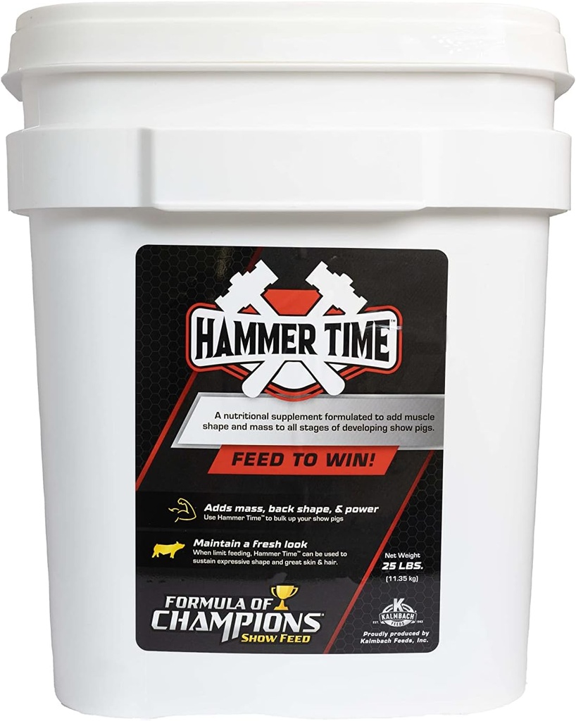 Tiempo de martillo Suplemento nutricional para cerdos del espectáculo, 25 lb Bucket