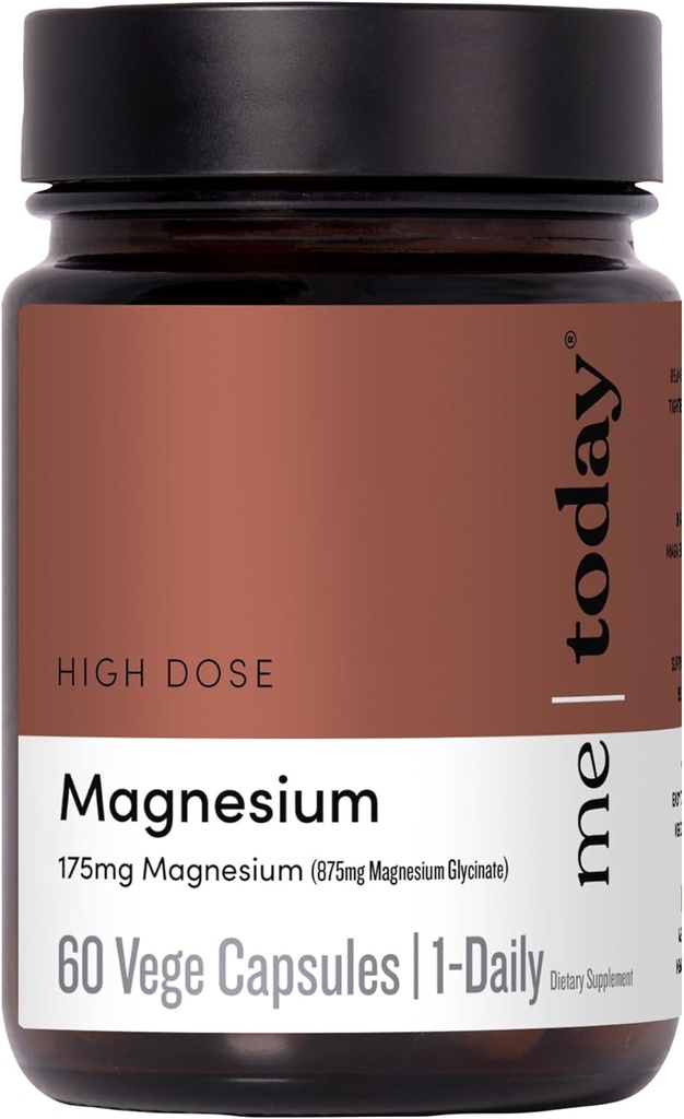 Me Today Magnesium Glycinate Suplemento – 175mg High Absorption Magnesium Glycinate Capsule for Muscle Recovery, Nervous System Support, Sleep & Relaxation – Vegan, Non-GMO, 60 Servings.