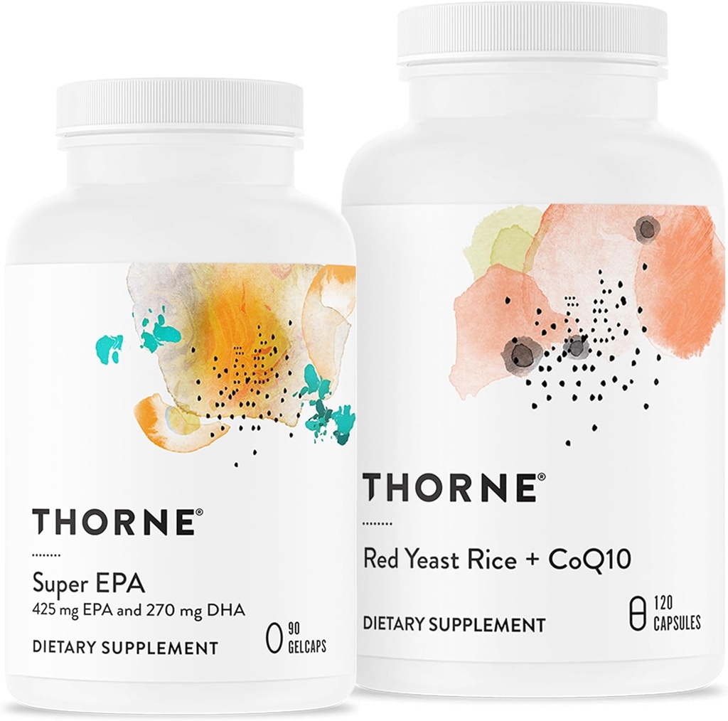 THORNE - Super EPA and Red Yeast Rice & CoQ10 Bundle - Supports Cardiovascluar, Joints, Brain, and Skin Health - 90 to 120 Servings