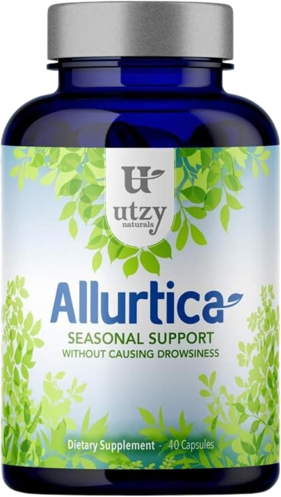Utzy Naturals Allurtica ← Sinus &amp; Respiratory Support Suplemento con Quercetin y Stinginging Nettle  Apoyo estacional para adultos &amp; niños