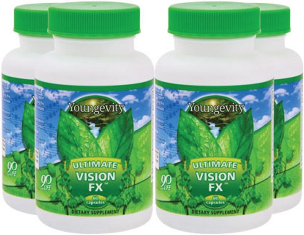 Youngevity Ultimate Vision FXTM - La vitamina del ojo y el suplemento mineral Blend - Lutein, CoQ10, Vitaminas A, C, E, Zinc, Cromo, Selenio para la salud del ojo (60 cápsulas - 4 paquete)