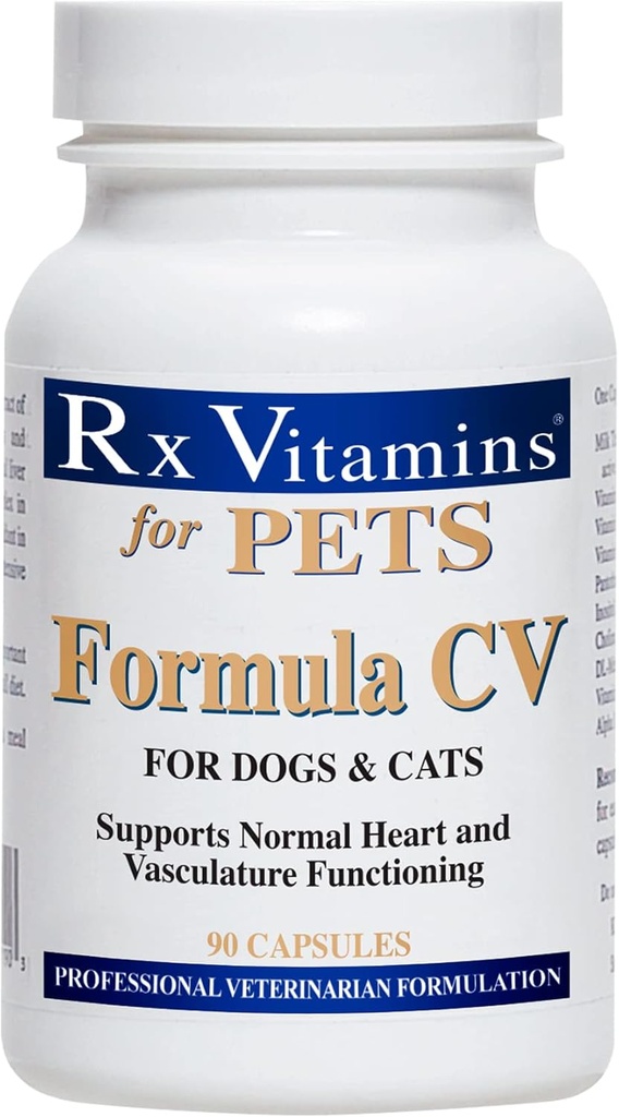 Rx Vitaminas Fórmula CV para perros &amp; gatos - Cat and Dog Heart Health - Feline & Canine Cardiac Support - 90 ct