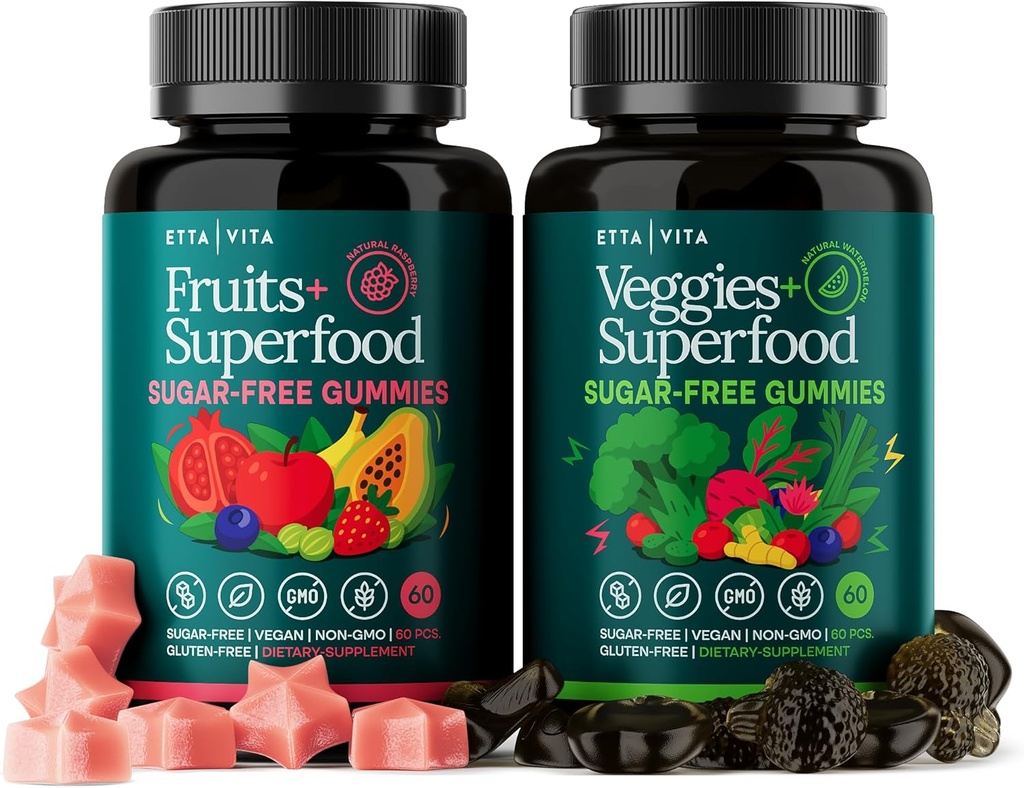 Todos los días Debloat " Detox Frutas y verduras sin azúcar Gummies - Apoyo energético con fruta de superalimentos y suplemento vegetal (120 Chews) sin crueldad, vegano, libre de gluten, fruta y vitamina vegetal