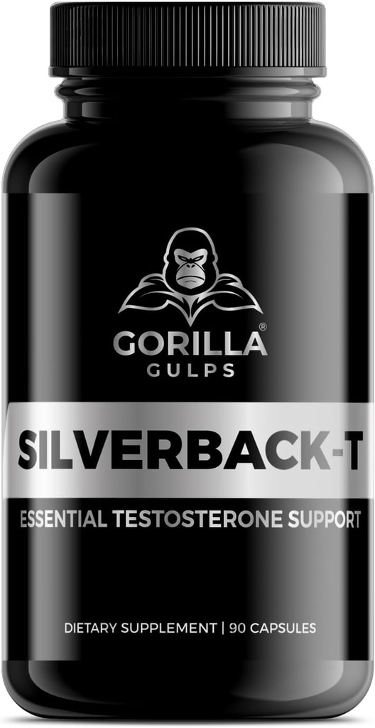 Gorilla Gulps | Silverback-T | Essential Testosterone Support | Men's Stamina, Endurance, & Strength Booster | 90 Capsules