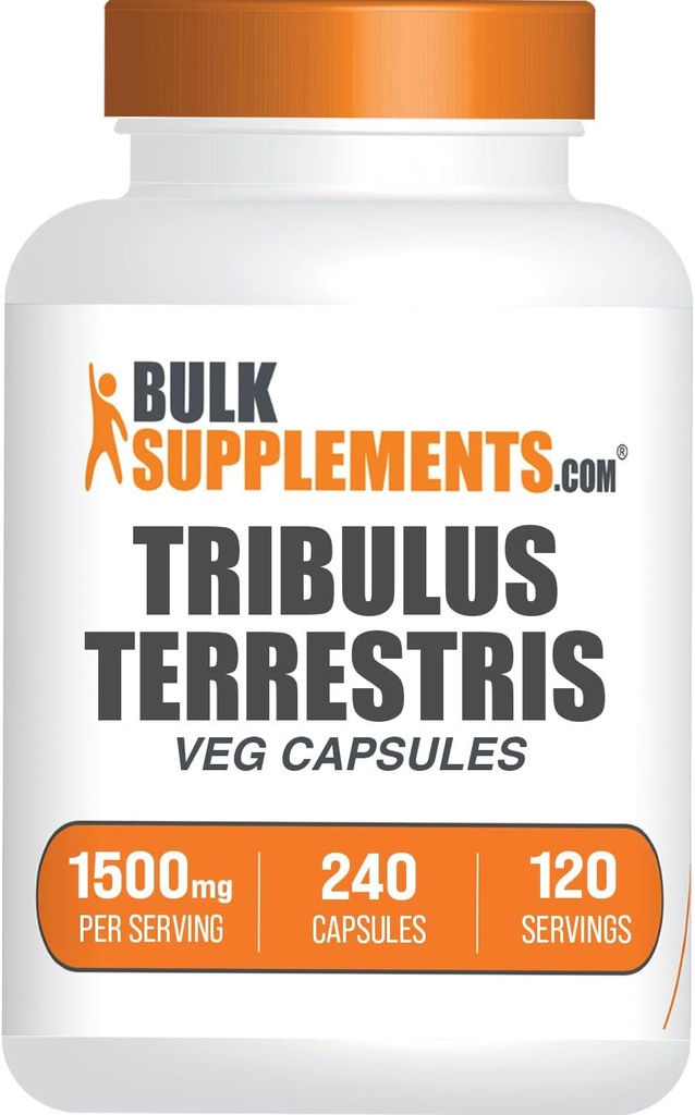 BulkSupplements.com Tribulus Terrestris Capsules - Herbal Supplement, Tribulus Terrestris 1500mg - Gluten Free, 2 Capsules per Serving, 240 Count (Pack of 1)
