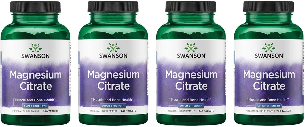 Citrato de magnesio de Swanson Super-Strength (112.5 Mg Por Tablet) 240 Tabs (4 Pack)