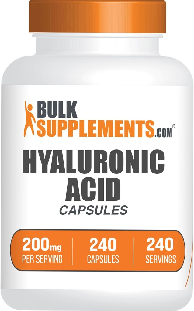 BulkSupplements.com Cápsulas de ácido hialurónico - Suplementos de ácido hialurónico, ácido hialurónico 200mg - Pure " Gluten Gratis, 1 Cápsula por ser, 240 Conde (Pack of 1)