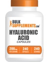 BulkSupplements.com Hyaluronic Acid Capsules - Hyaluronic Acid Supplements, Hyaluronic Acid 200mg - Pure & Gluten Free, 1 Capsule per Serving, 240 Count (Pack of 1)