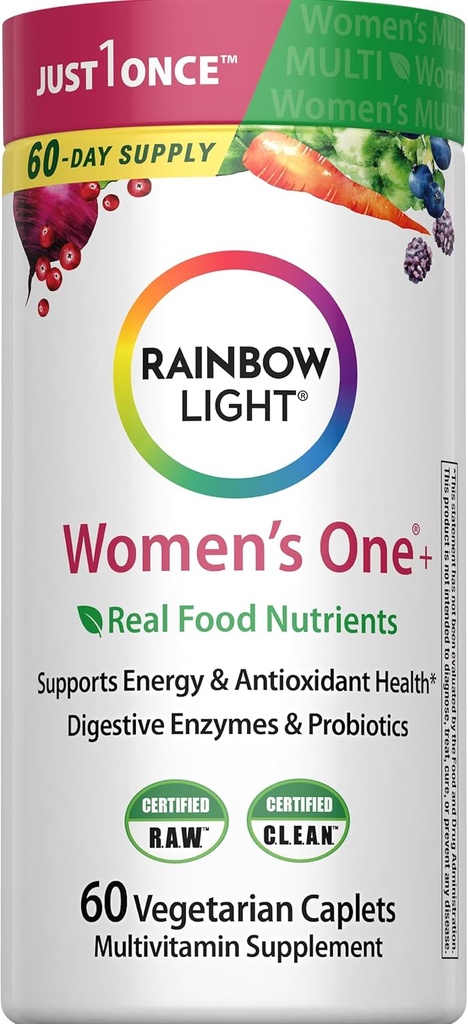 Rainbow Light Womens One High-Potency Daily Multivitamin, Womens Multivitamin Provides High-Potency Immune Support, With Vitamin C, Biotin and Ashwagandha, Vegetarian, 60 Count
