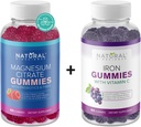 Gummies de Magnesio Libre de Azúcar para Adultos 500 mg " Gummies de Hierro con Vitamina C para Adultos " Niños, Vegan, Gluten Gratis, Relax, Energy Support, Non-GMO, 60 vitaminas de Gummy