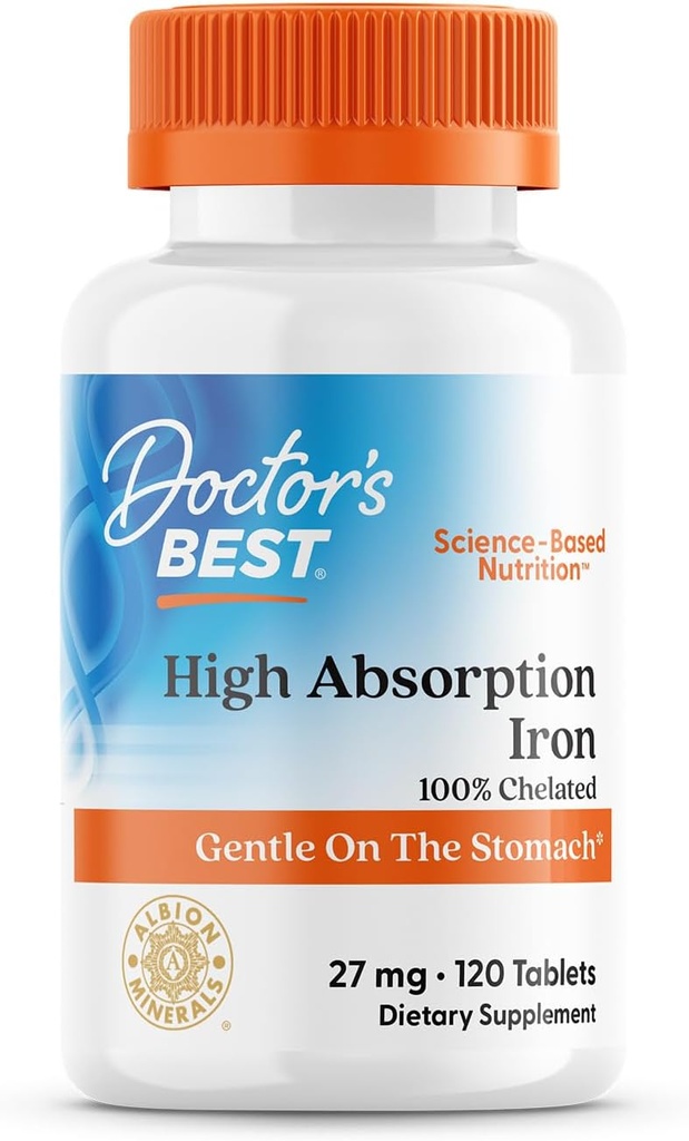 La mejor tabla de hierro de alta absorción del médico con Ferrochel, suave en la estómago, salud inmune, salud sanguínea, 27 mg