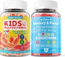 2 Pack Phosphatidylserine Suplemento para niños + 2 Pack Kids Multivitamin Gummes