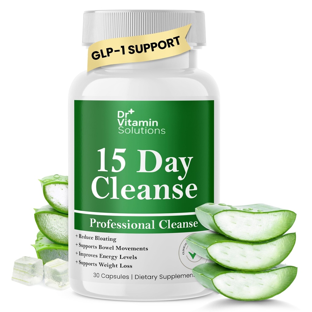 DR VITAMIN SOLUTIONS 15 Day Gut Cleanse Detox for Women, GLP-1 Support - Natural Colon &amp; Detox Cleanse for Weight Loss - Bloating &amp; Constipation Relief - Flushes Toxins & Supports Immunity - 30 Ct.