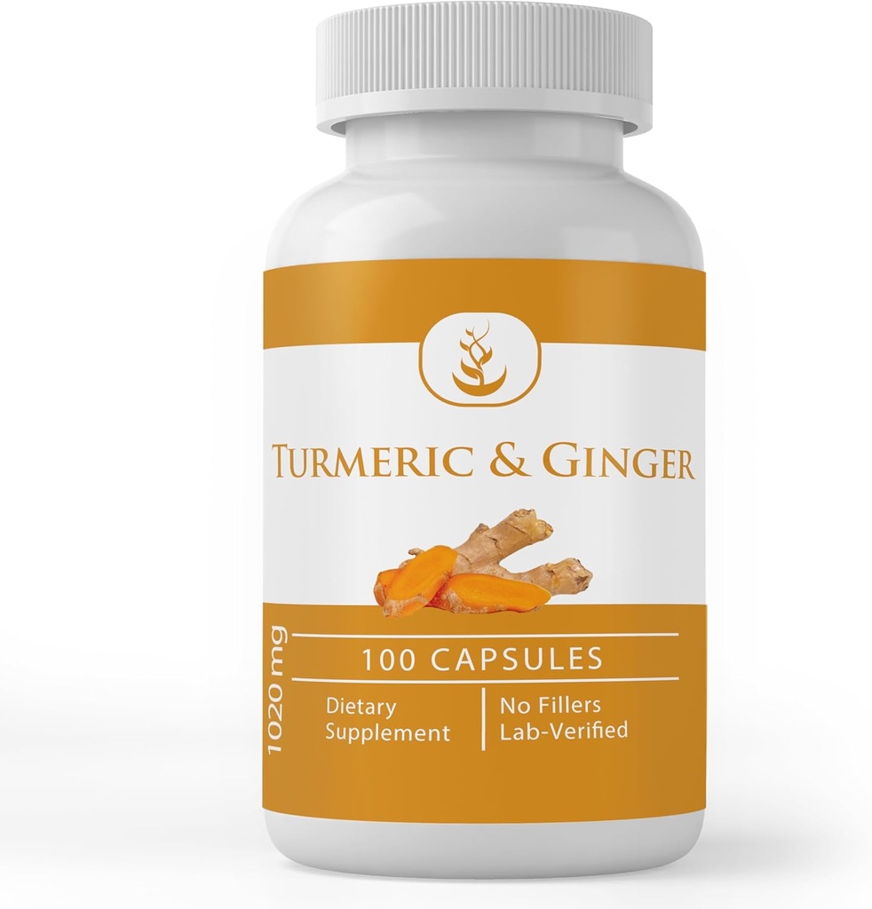 Ingredientes originales puros Curcumin Turmeric " Ginger, (100 capsules) Siempre puros, sin aditivos o explosivos, Lab Verified (100 cápsulas)