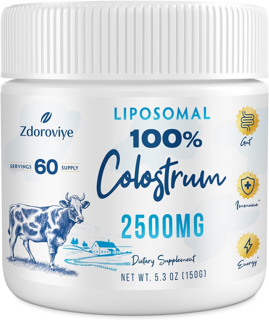 Liposomal Bovine Colostrum Powder Suplemento 2500 mg, Absorción Superior que Colostrum Bovino Regular (60 Servimientos)
