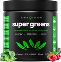 NutraChamps Super Greens Powder Premium Superfood ← 20+ Organic Green Veggie Whole Foods TEN Wheat Grass, Spirulina, Chlorella ANTE Antioxidante, Enzyme Digestivo &amp; Blends Probióticos (9.0 Oz, Berry)