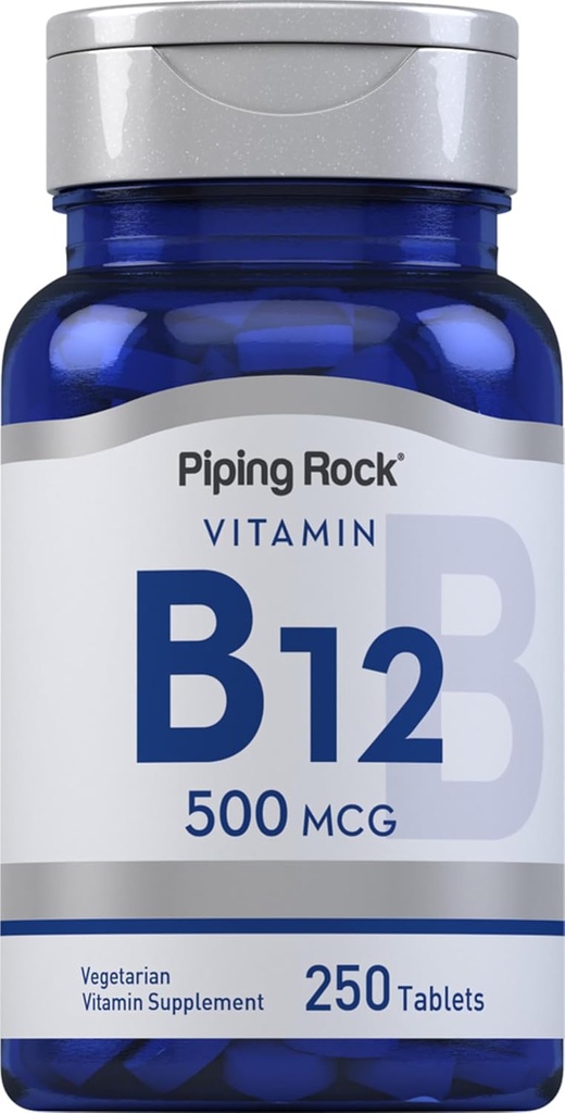 Piping Rock Vitamina B12 tención 500 mcg tención 250 Tablets ← Suplemento para Mujeres y Hombres Silencio como Cyanocobalamin ANTE Vegetariano, No GMO, Gluten Free
