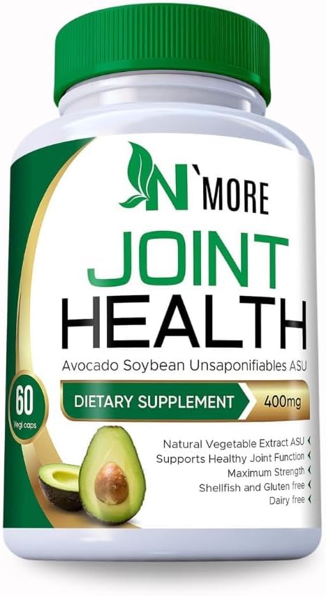 N'More Avocado Soybean Unsaponifiables Suplemento Conjunto de Salud 400 mg, Non-GMO, Dairy, Gluten & Shellfish Free, 60 Day Supply, One Capsule Por Day