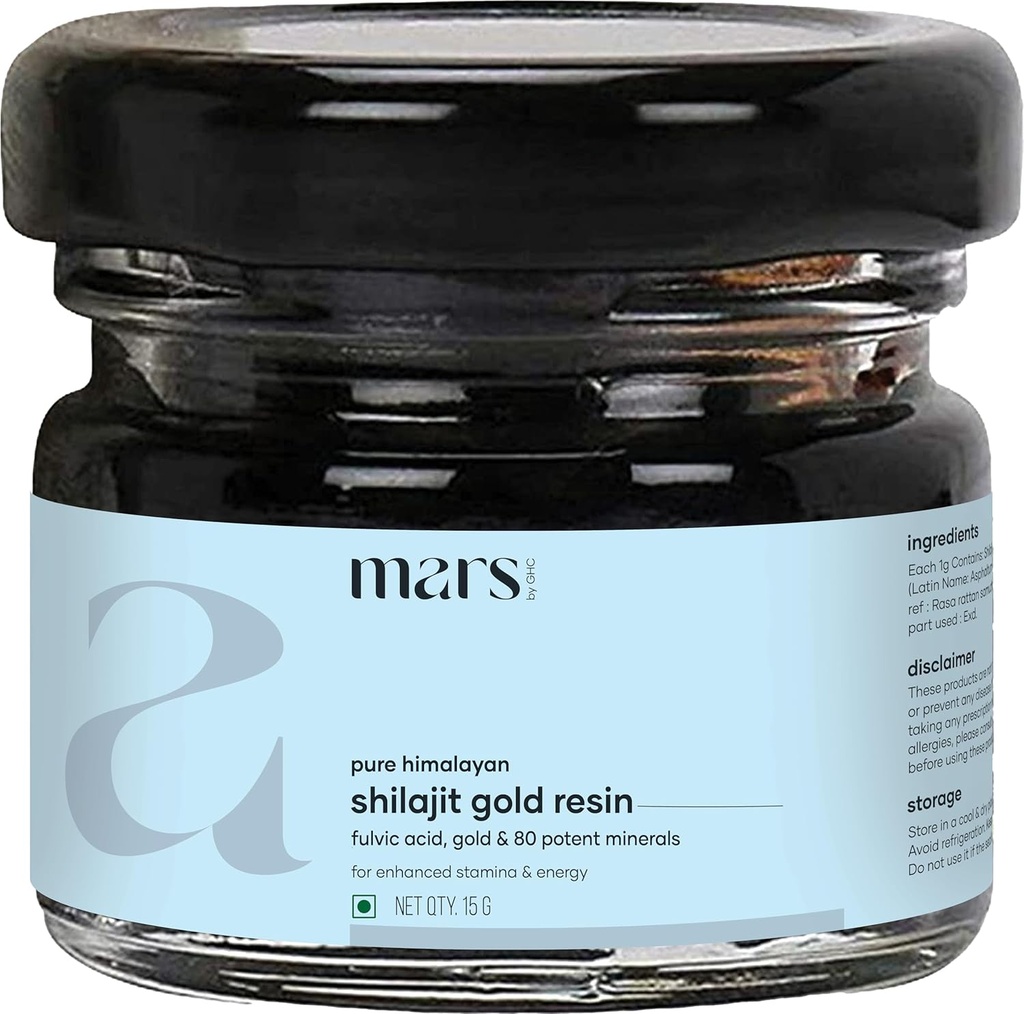 Mars Himalayan Shilajit Gold Resin – Orgánicamente Extracto de High-Altitude Himalayas TENIDO Apoya Energía Natural, Vitality & Wellness TEN 15g - Pack of 1