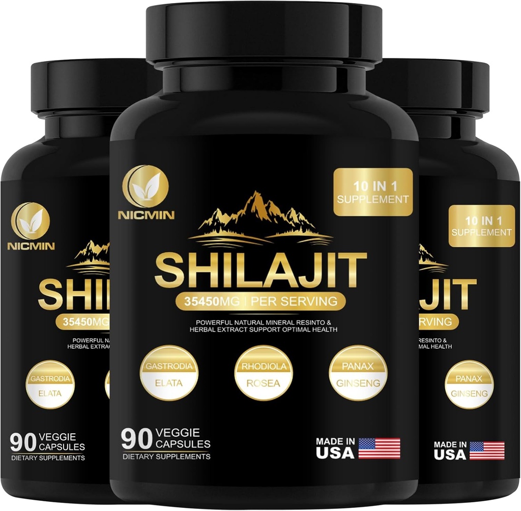 35450MG puro Shilajit Suplemento - Himalayan Organic Shilajit for Men &amp; Women Maximum Potency Shilajit for Enhanced Energy and Immune Support 270 Veggie Capsules