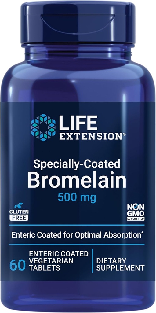 Extensión de vida Bromelaina especialmente preparada, Extracto de piña, Salud Conjunta, Confort Conjunto, Vegetariano, Libre de gluten, No GMO, 500 mg, 60 Tablets computados en ático
