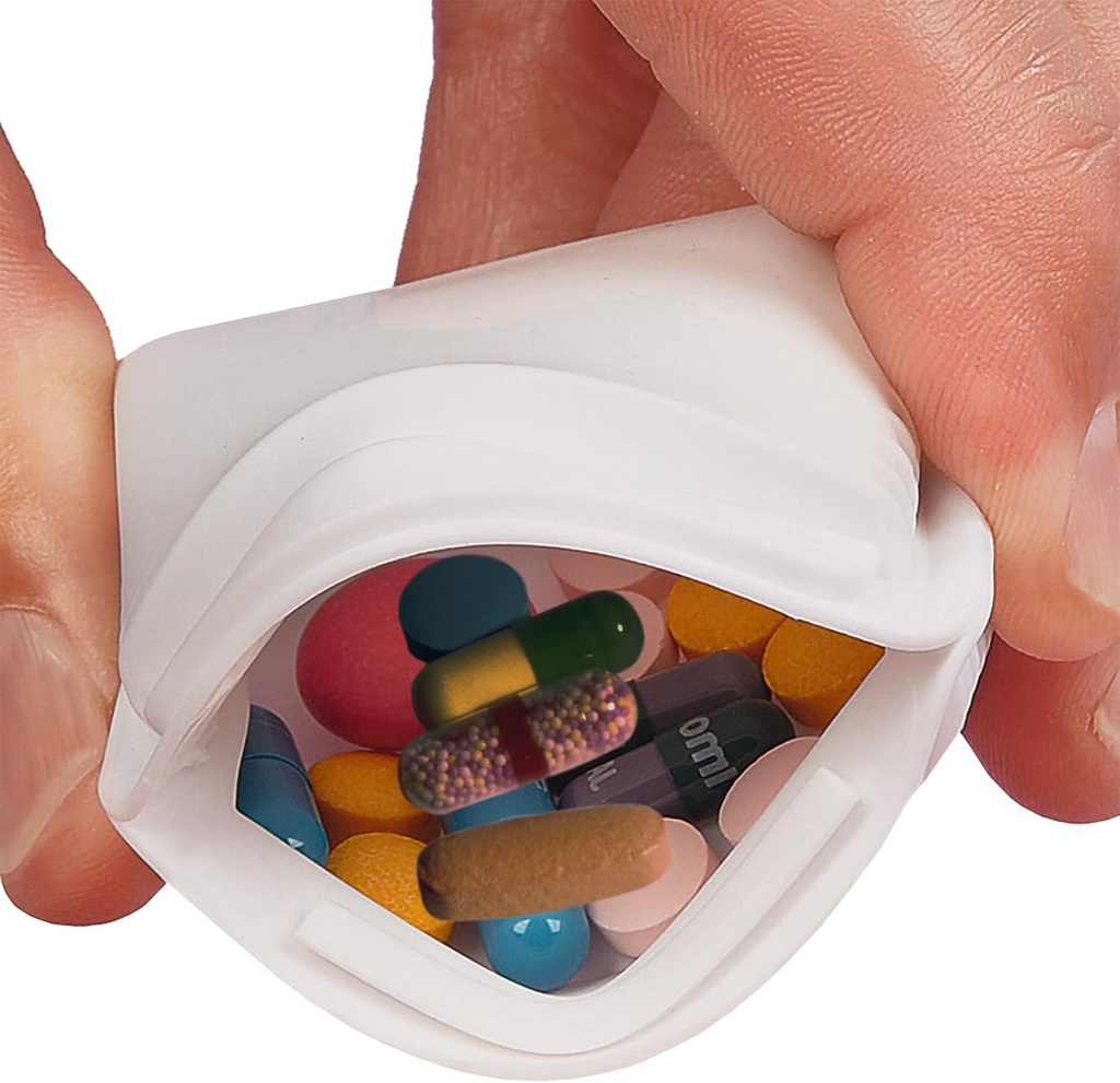 Home-X Small Pill Pouch – Squeeze-Open Pill Pouch for Medicine, Earbuds, Mints & Small Essentials – Portable Travel Pill Pouch with Easy Open & Secure Closure – Compact Pill Pouch for Purse & Pocket
