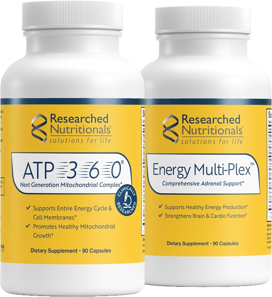 Investigación Nutricional Mens &amp; Womens Vitamins for Energy Support - Optimized Energy Duo - Adrenal Support " Mitocondrial Supplements to Promote Optimal Cellular Energy - ATP 360 " Energy Multi-Plex