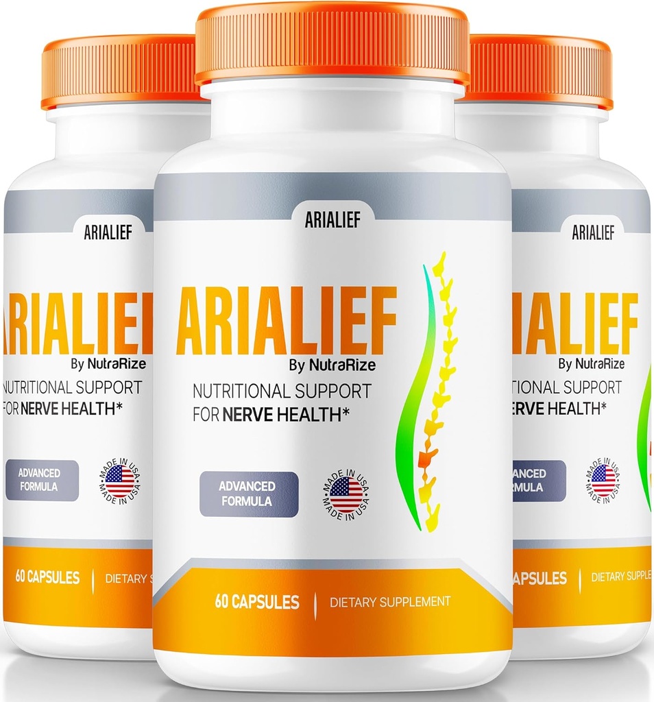 (3 Pack) Arialief Capsules, Apoyo Oficial de Nutrición para Nerve Health, Todas las Vitaminas Naturales de Arialief para Nerves Saludables, Píldoras Arialief Premium, Aria LIEF Pastillas Comentario (180 cápsulas)