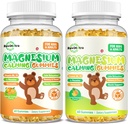 Magnesio Gummies para niños - Magnesio Glycinate Suplemento con L-Theanine, Vitamina B6, D3 para adultos &amp; niños, calma Magnesio para dormir, relajación, cerebro, huesos, naranja &amp; piña