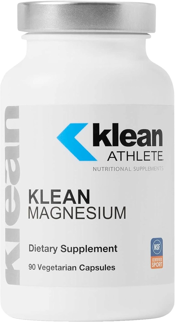 Klean ATHLETE Klean Magnesium ← Apoya la capacidad de producir y utilizar energía (ATP), los músculos de contrato y relajación y mejora el tiempo de recuperación* ← NSF certificado para el deporte Ø 90 cápsulas vegetarianas