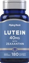 Piping Rock Lutein y Zeaxanthin Suplemento TEN 40 mg TEN 180 Softgels TENIDO Vitaminas Ojos de Marigold Extracto de Flores ANTE No GMO, Gluten Free