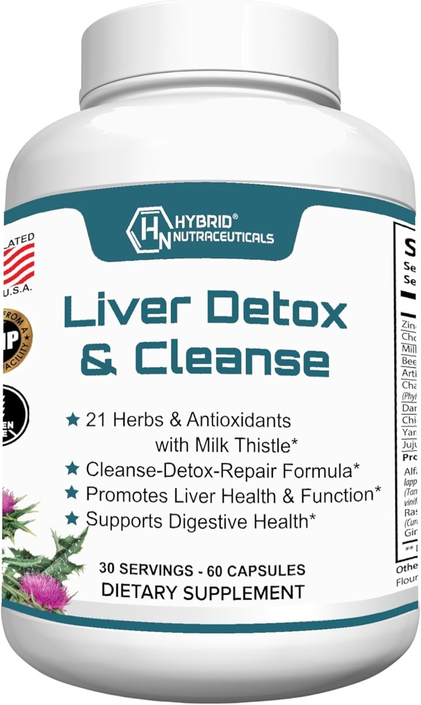 Híbrido Nutraceuticals Liver Cleanse Detox " Reparación - Cardo de leche, Extracto de Artichoke, Bota de Dandelion