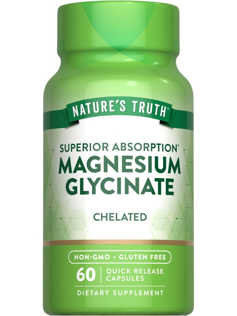 La verdad de la naturaleza Magnesium Glycinate Capsules Silencio 200mg Silencio 60 Conde vivir Chelated Superior Absorption Fórmula ← Non-GMO &amp; Gluten Free Supplement