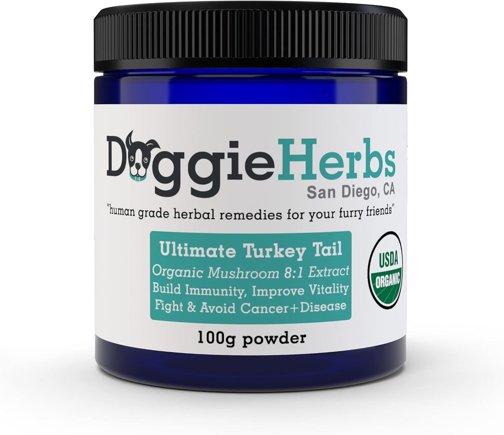 Ultimate Turquía Tail 8:1 Extracto por Doggie Herbs – 389mg Beta Glucan per 1g Scoop (39%), Contiene SOLO Polysaccharides – 100g