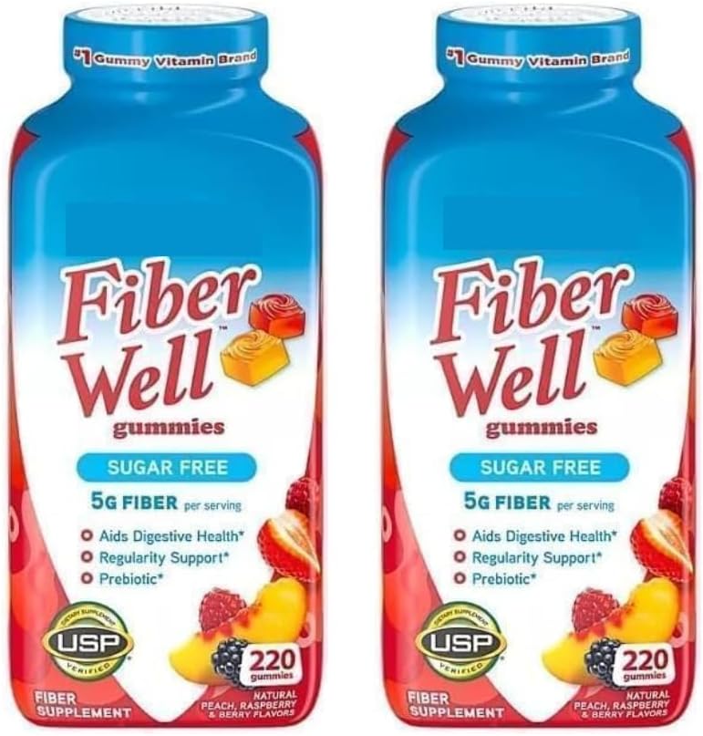 Vita Fiber Well Gummies, Sugar Free, Peach, Raspberry & BlackBerry Flavors, 220 Conde