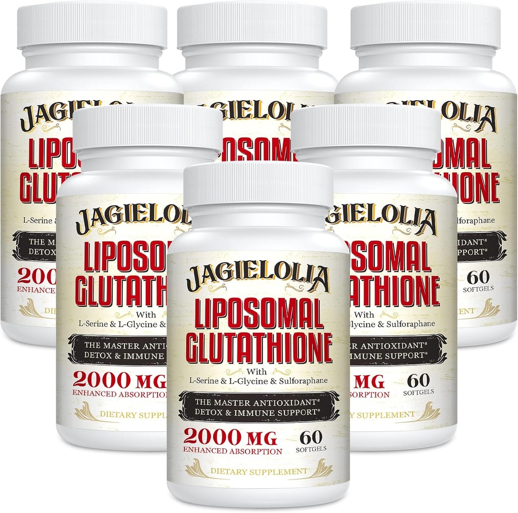 Liposomal Glutathione 2000 mg con L-Serine, L-Glycine & Sulforaphane – Active L-Glutathione Formulación única para mejorar la absorción - Master Antioxidante, detoxificación &amp; Immune tención 360 Softgels