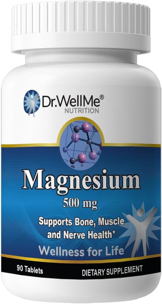 Dr.WellMe Magnesium Oxide 500mg Tablets – 90 Tablets Maintain Heart, Muscle & Bone Health, Promotes Energy Metabolism – High Potency, Gluten-Free – Suplemento dietético para adultos