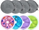 Pill Organizer Travel Pill Case for Purse Portable Pill Box Round Weekiy Pill Container for Vitamin Fish Oil Pills Supplements (4PCS+Bag 4PCS)